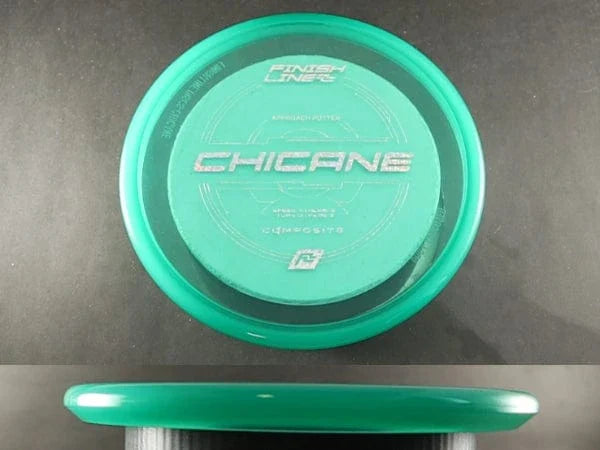 Finish Line Chicane Putt & Approach disc golf disc featuring a clean brand stamp on Composite Green plastic