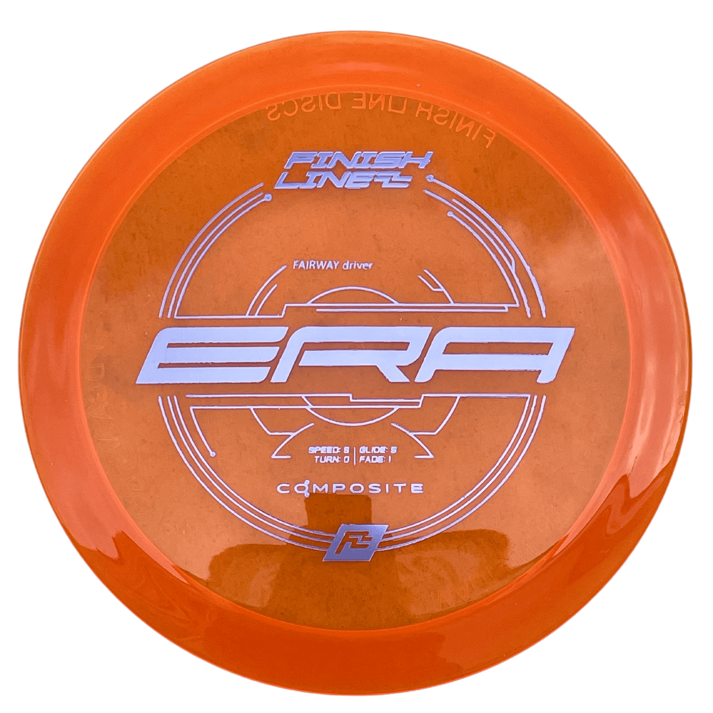 Orange Finish Line Discs Era fairway driver in premium Forged plastic for professional competition.